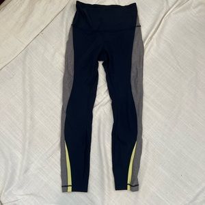 Lululemon leggings - navy, gray, neon stripe